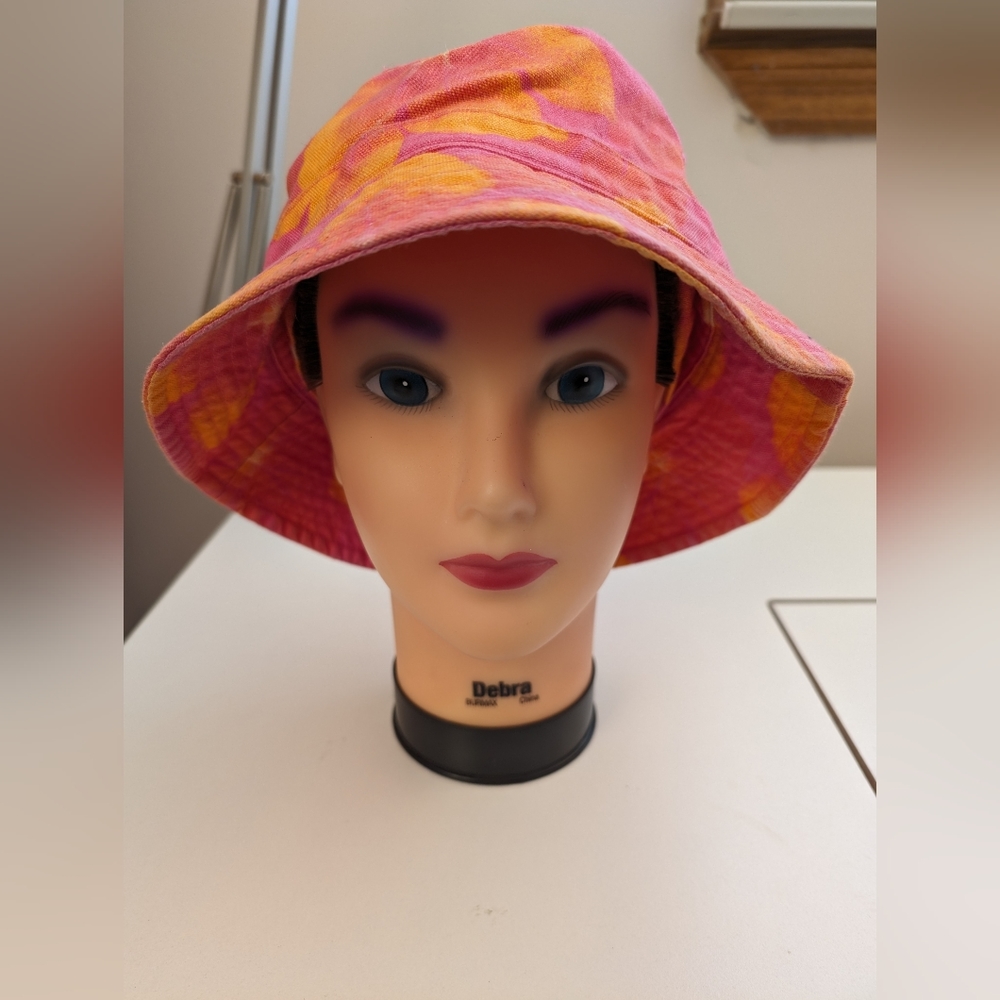 Vtg Gap Beach Bucket Hat, Bright Pink and Orange, Sunhat, Unisex
